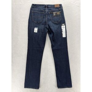 Lee Straight Jeans Womens 10 Tall Blue Mid Rise Stretch Denim Dark Wash NWT